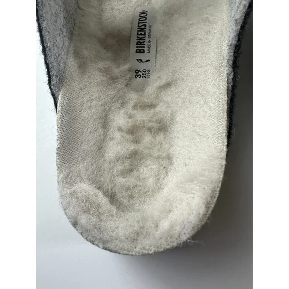 Birkenstock Arizona Shearling Sandal Charcoal Gray Cork Suede Women's 39 Size 8 - Picture 15 of 16